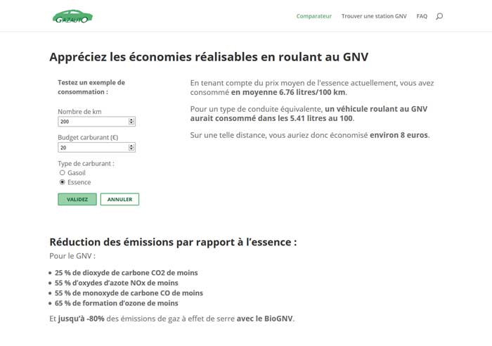 Page d'accueil du site Gazauto.