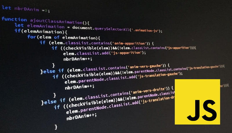 Code Javascript et logo JS